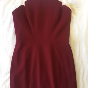 Jill Stuart Strapless Godet Mermaid Maroon gown